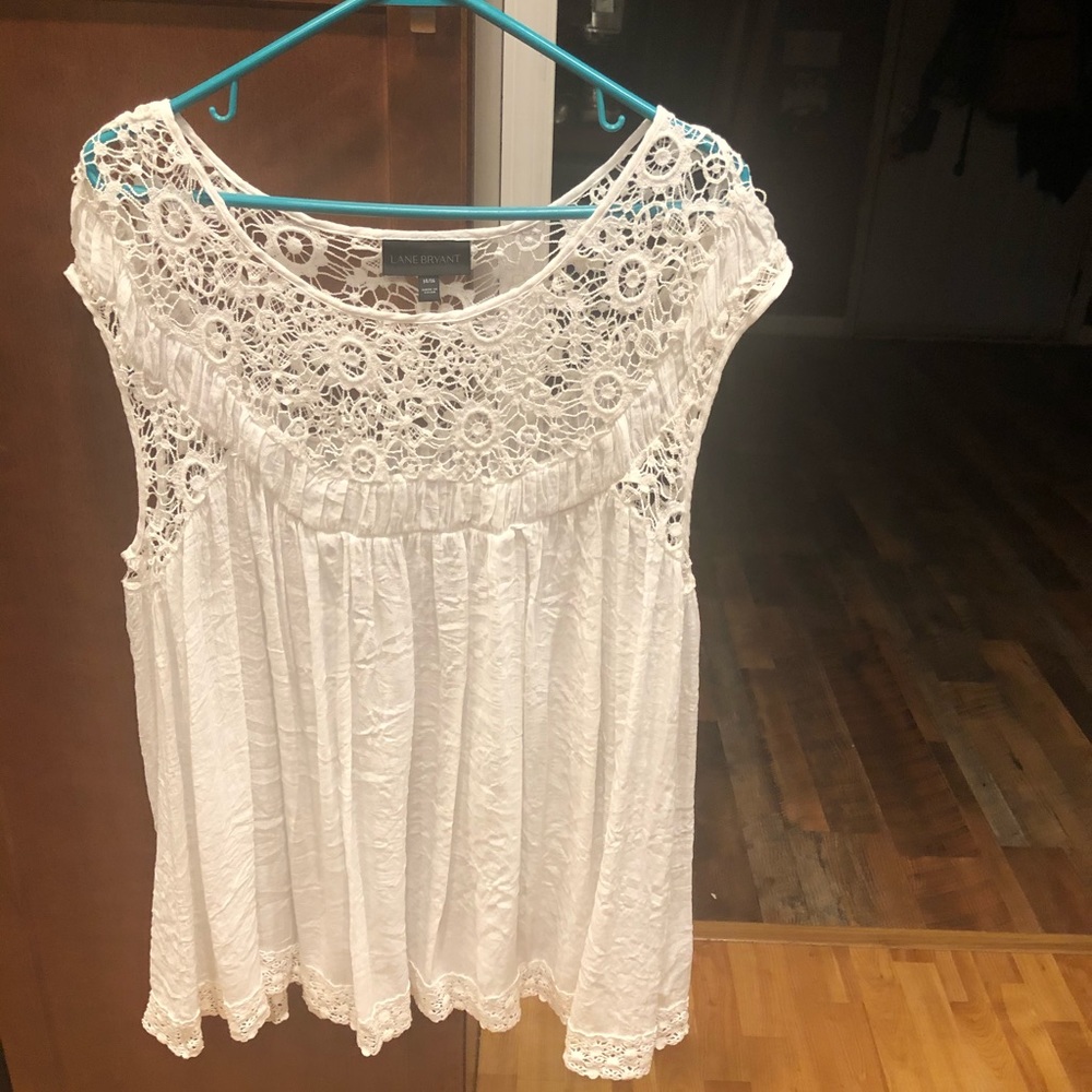 Lane Bryant Short Sleeve White Top